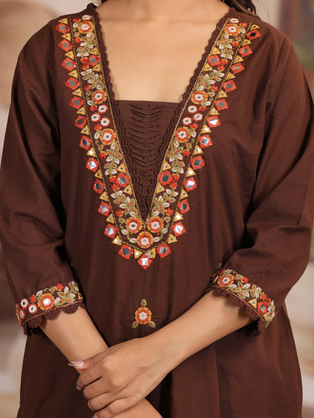 Coffee Elegance Ethnic Suit Set