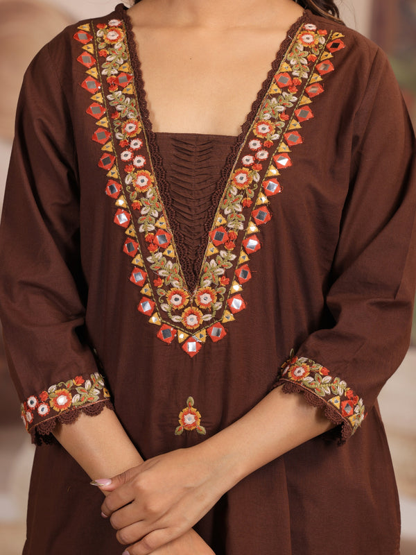 Coffee Elegance Ethnic Suit Set