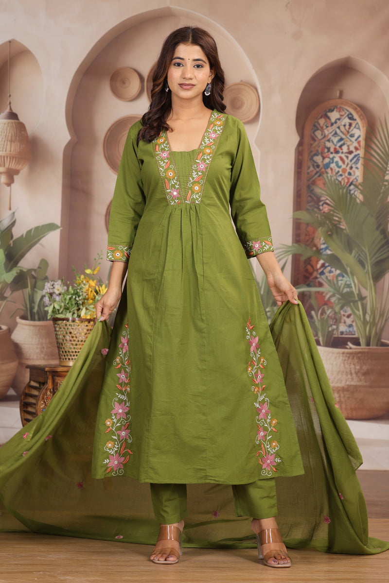 Green Royal Embroiderd Suit Set