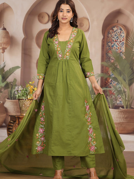 Green Royal Embroiderd Suit Set