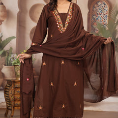 Coffee Elegance Ethnic Suit Set
