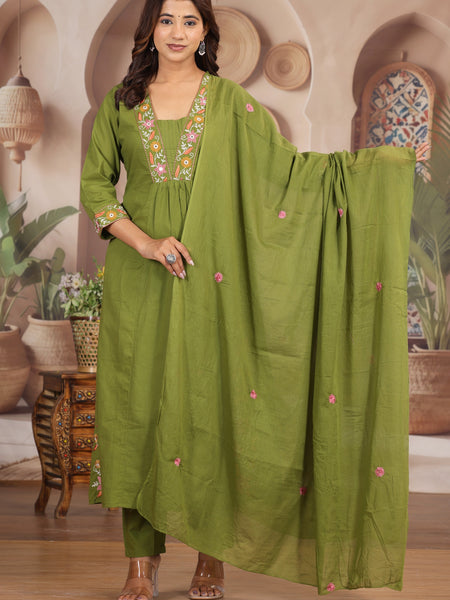 Green Royal Embroiderd Suit Set