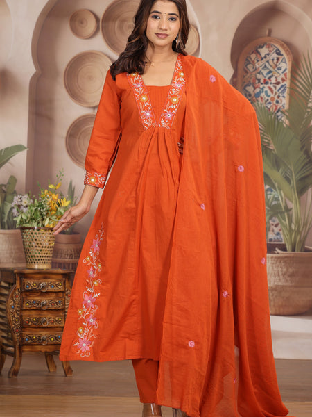 Rust Royal Embroiderd Suit Set