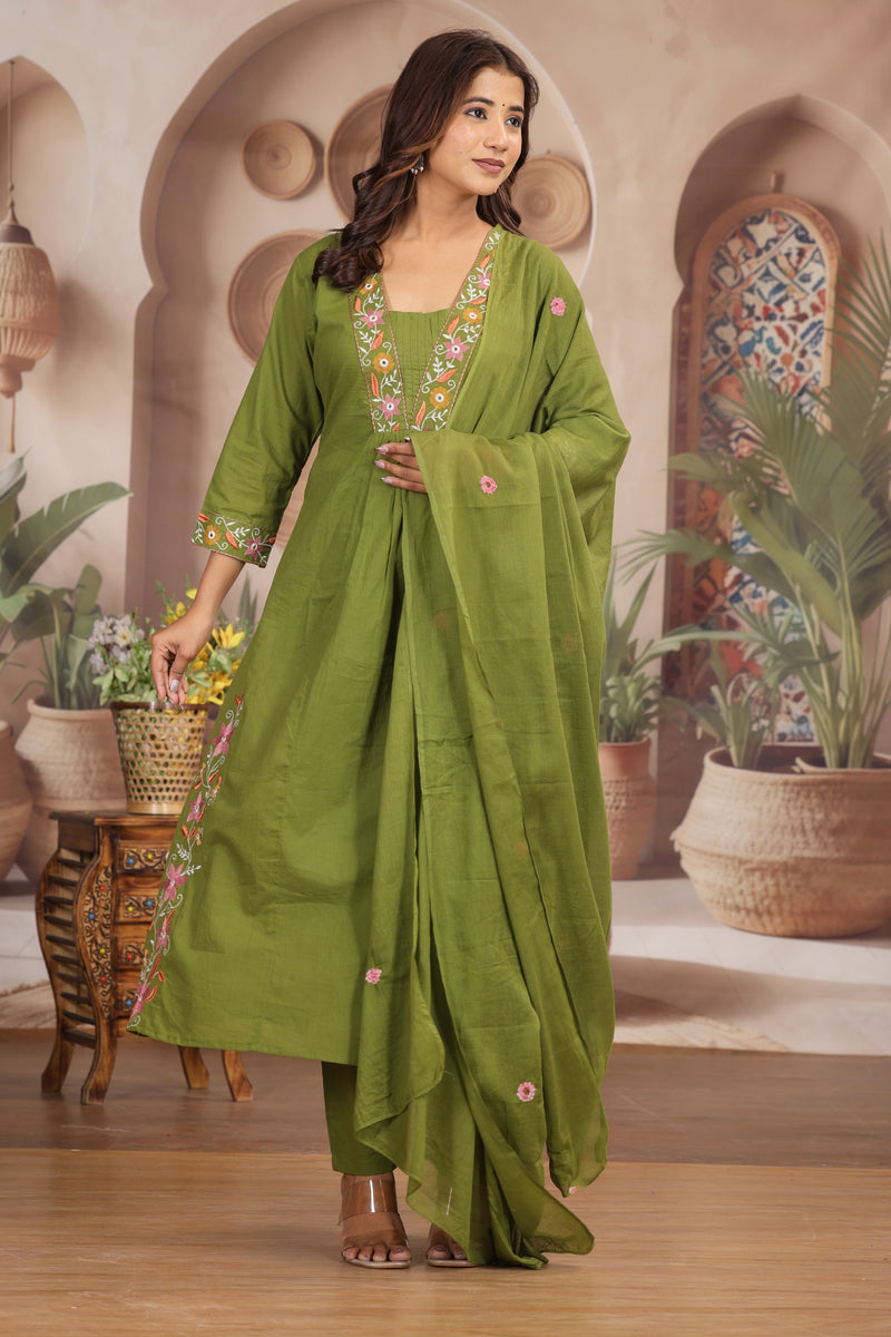 Green Royal Embroiderd Suit Set