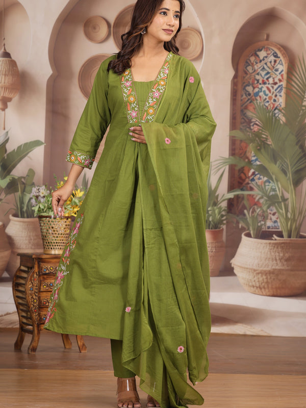 Green Royal Embroiderd Suit Set