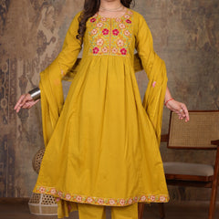 Yellow Blossom Embroidery Suit Set