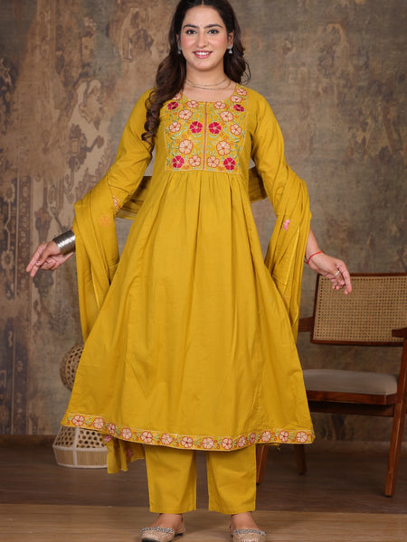 Yellow Blossom Embroidery Suit Set