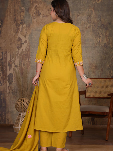 Yellow Blossom Embroidery Suit Set