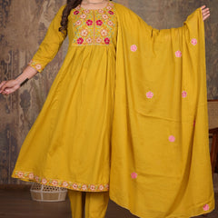 Yellow Blossom Embroidery Suit Set