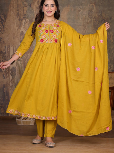 Yellow Blossom Embroidery Suit Set