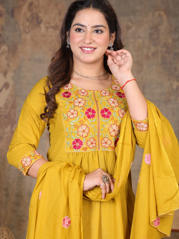Yellow Blossom Embroidery Suit Set