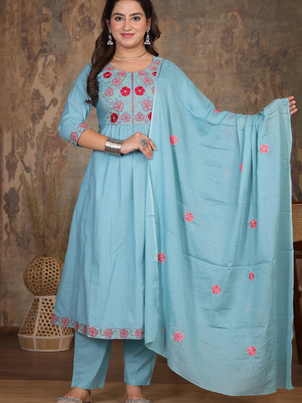 Move Pink  Blossom Embroidery Suit Set