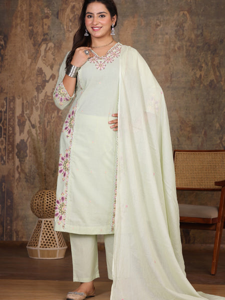Pista Green Royal Embroiderd Suit Set