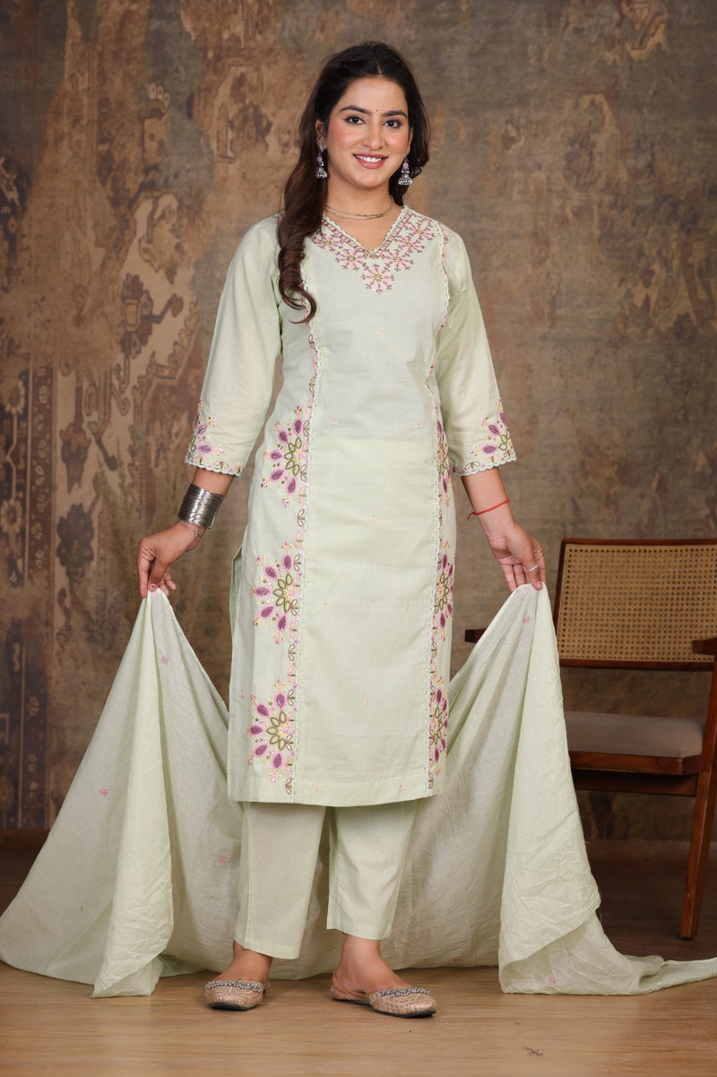 Pista Green Royal Embroiderd Suit Set