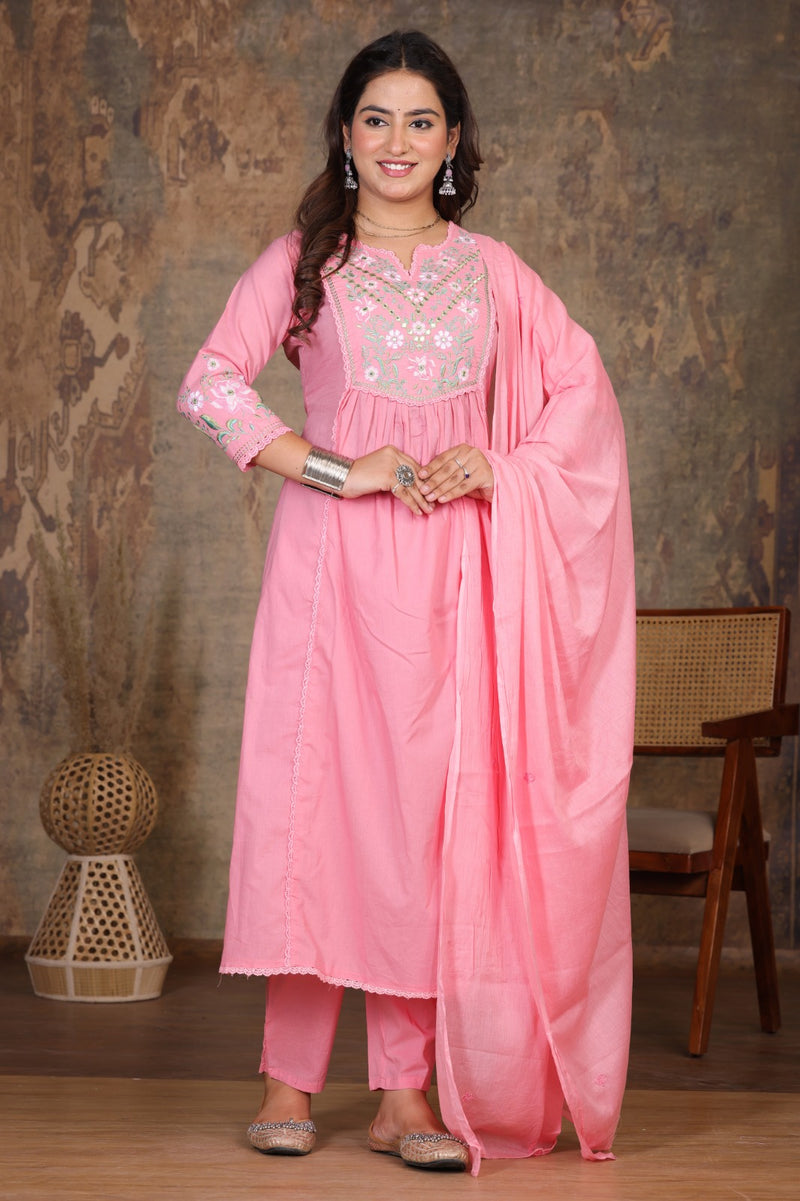 Pink Royal Embroidered Suit Set