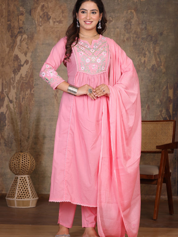 Pink Royal Embroidered Suit Set