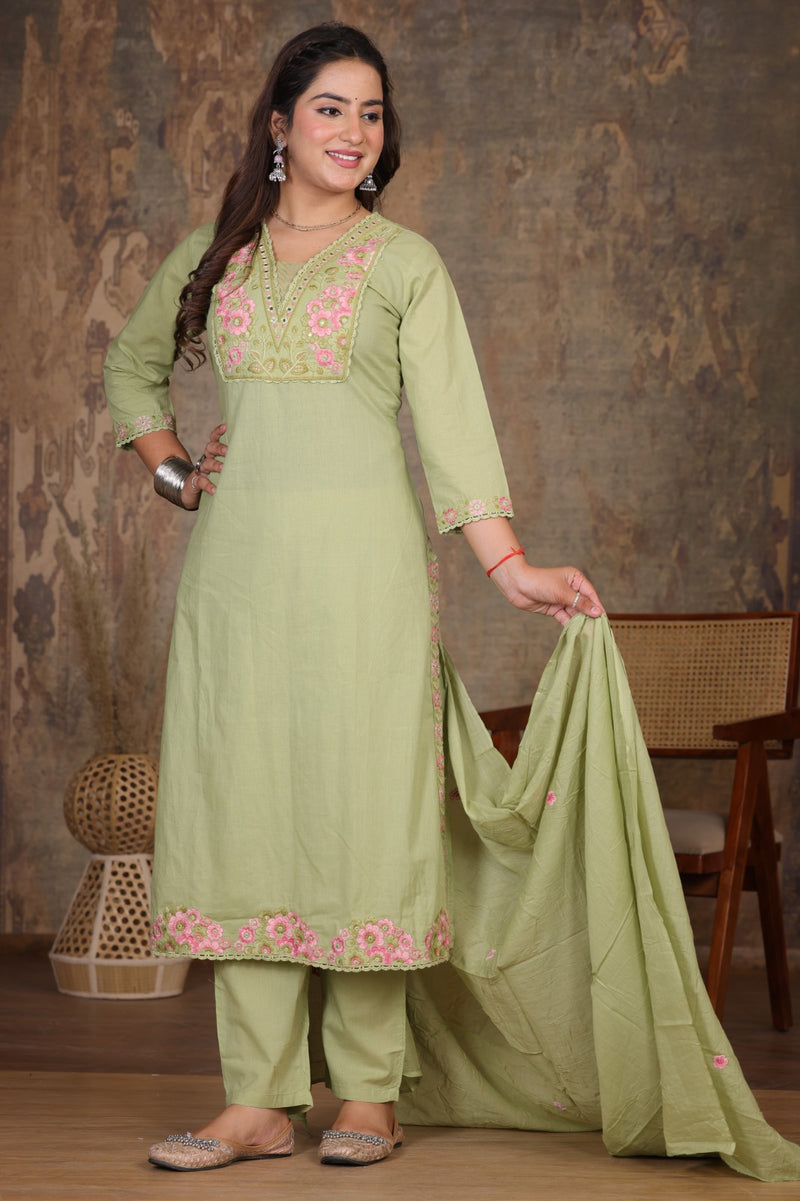 Pista Green Elegance Ethnic Suit Set