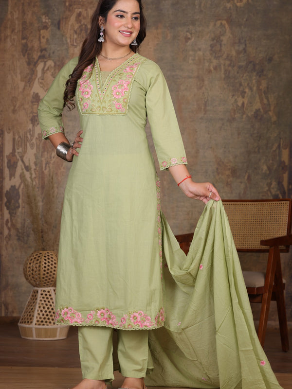 Pista Green Elegance Ethnic Suit Set