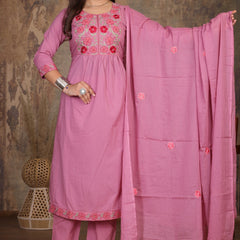 Move Pink  Blossom Embroidery Suit Set