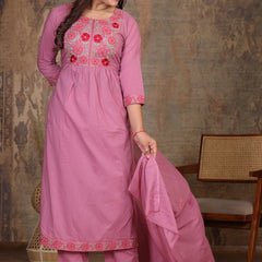 Move Pink  Blossom Embroidery Suit Set
