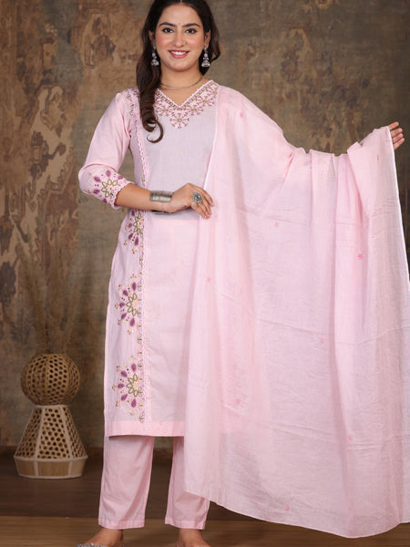 Light Pink Royal Embroiderd Suit Set