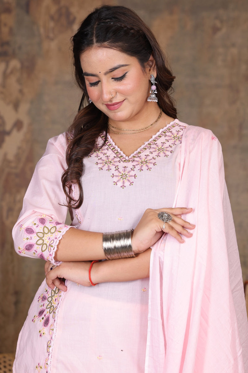 Light Pink Royal Embroiderd Suit Set