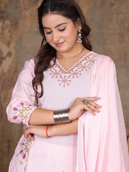 Light Pink Royal Embroiderd Suit Set