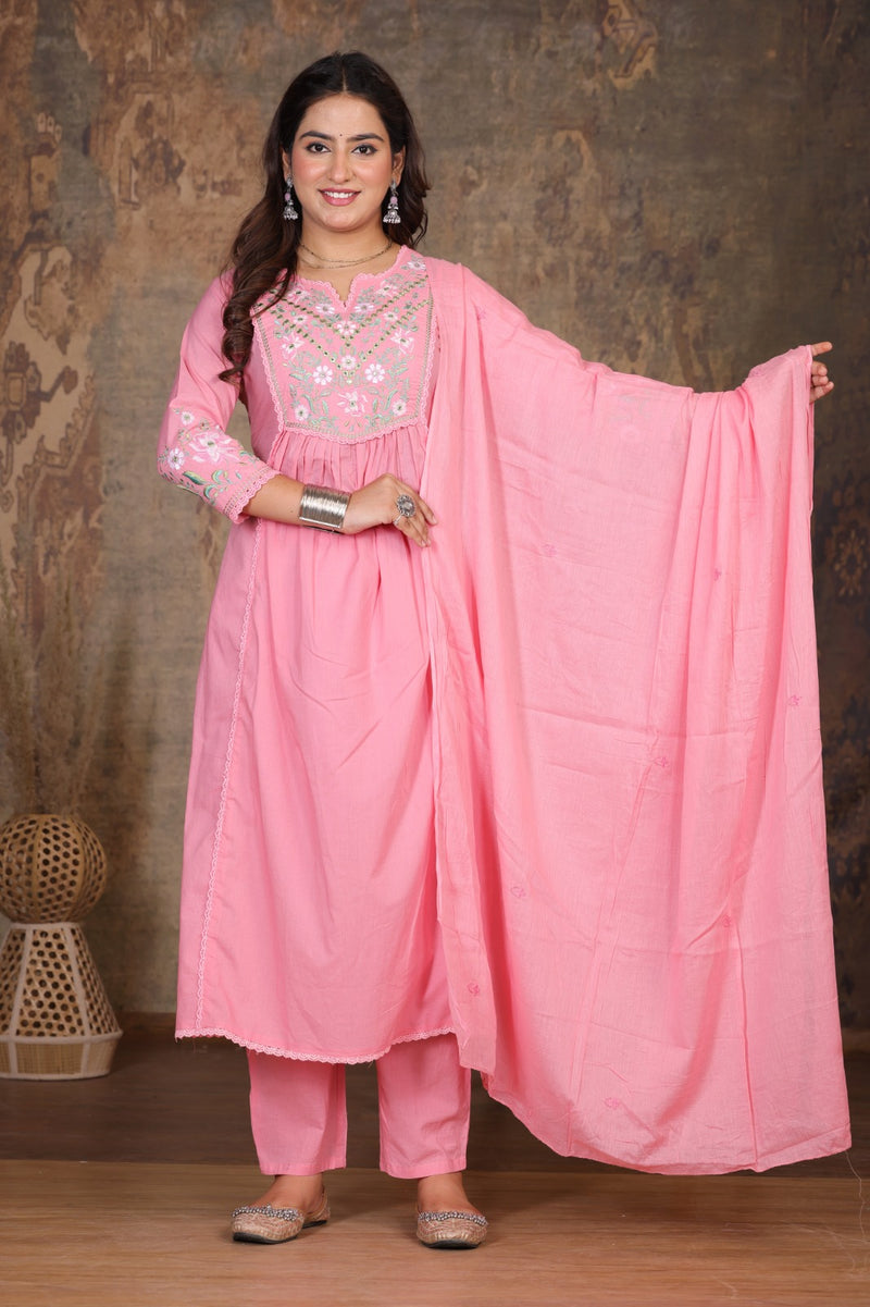 Pink Royal Embroidered Suit Set