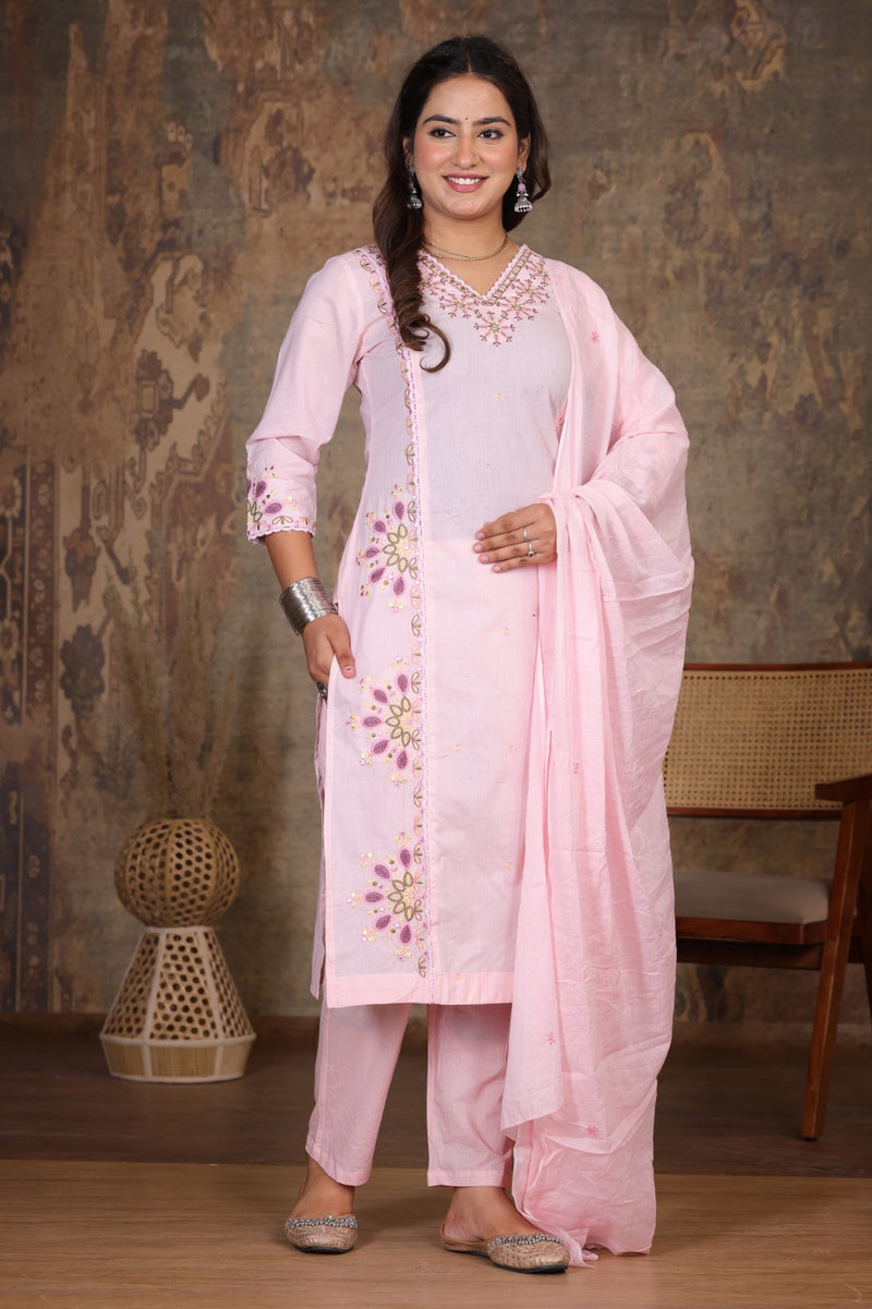Light Pink Royal Embroiderd Suit Set