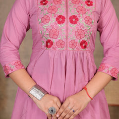 Move Pink  Blossom Embroidery Suit Set