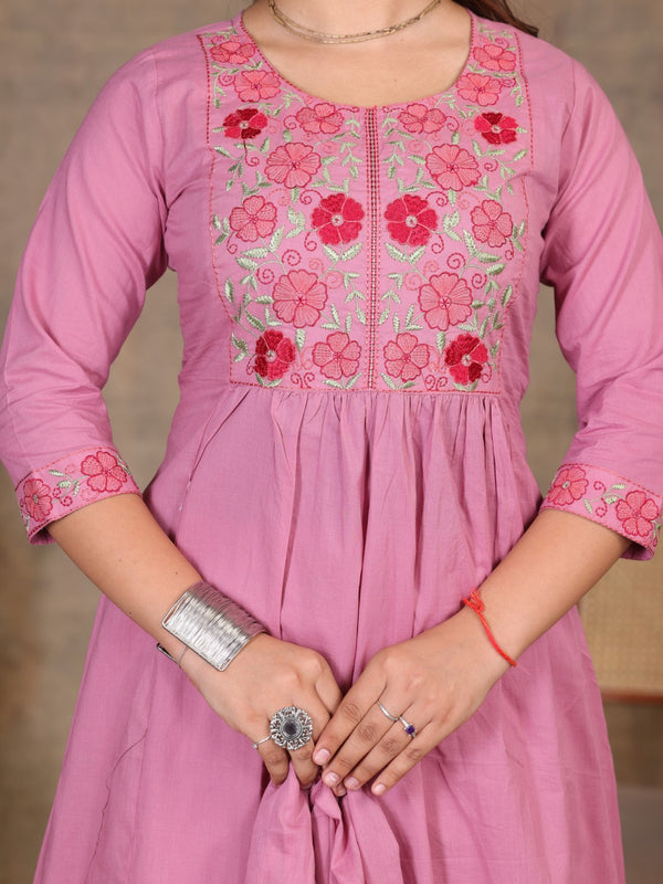 Move Pink  Blossom Embroidery Suit Set