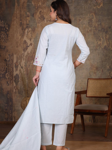 Powder Blue Royal Embroiderd Suit Set