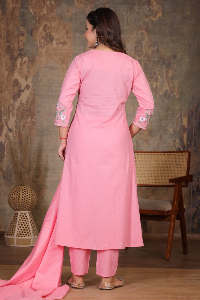Pink Royal Embroidered Suit Set