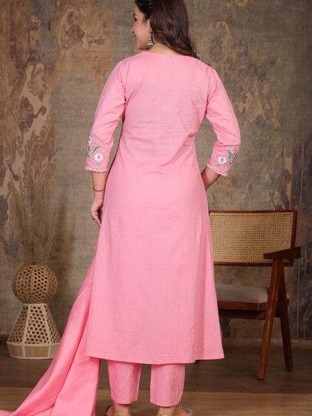 Pink Royal Embroidered Suit Set