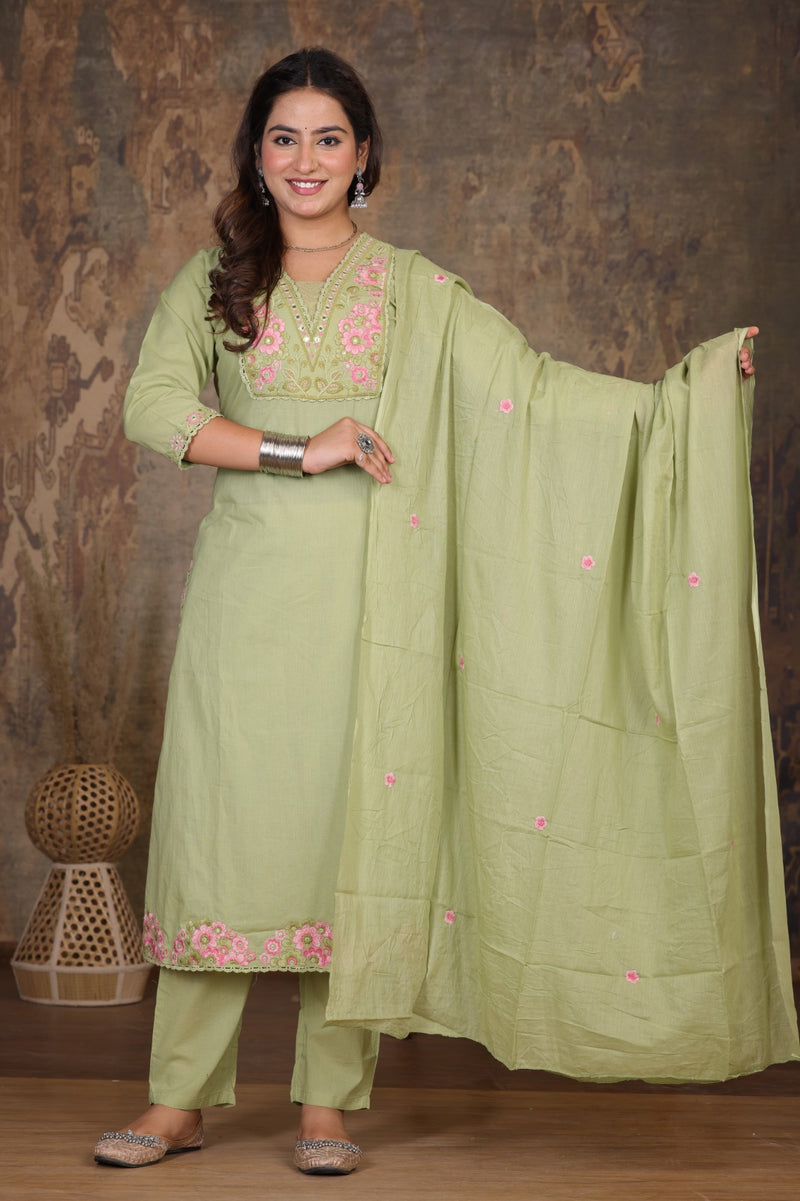 Pista Green Elegance Ethnic Suit Set