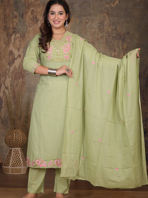 Pista Green Elegance Ethnic Suit Set
