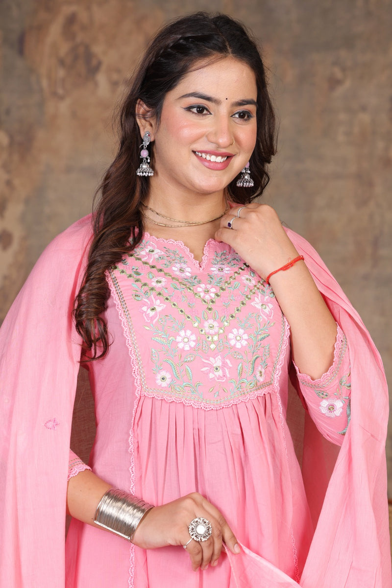 Pink Royal Embroidered Suit Set