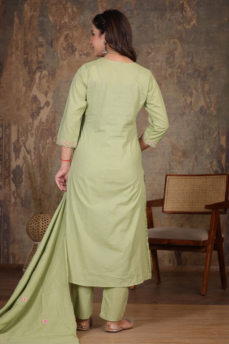 Pista Green Elegance Ethnic Suit Set