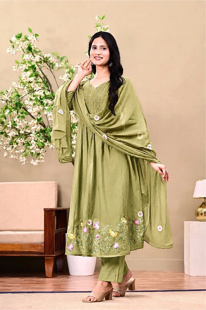 green elegant kurta set