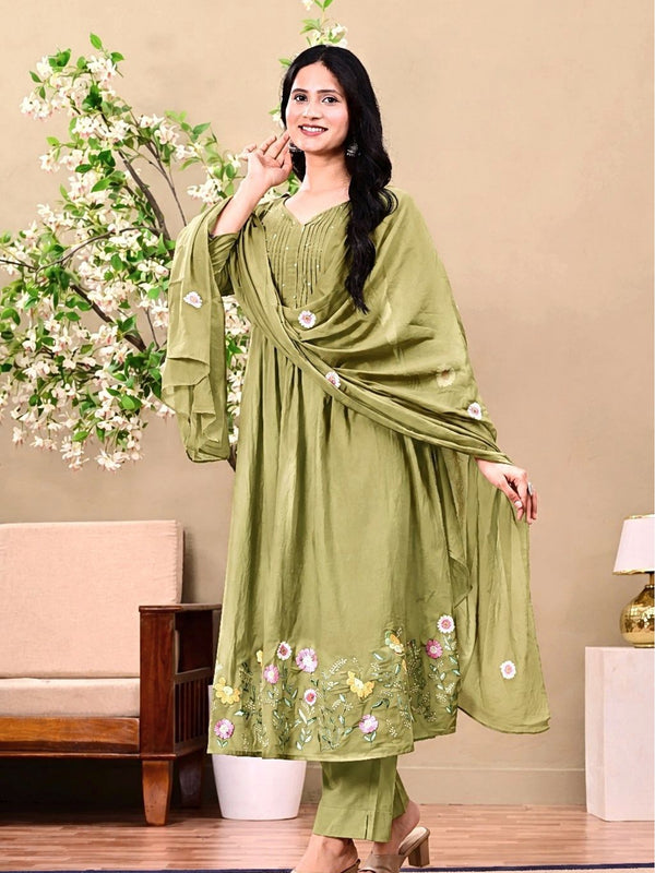 green elegant kurta set