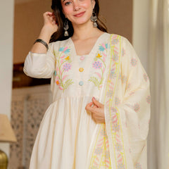 Floral Embroidered Anarkali Kurta Set with Dupatta