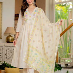 Floral Embroidered Anarkali Kurta Set with Dupatta