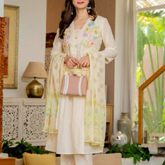 Floral Embroidered Anarkali Kurta Set with Dupatta