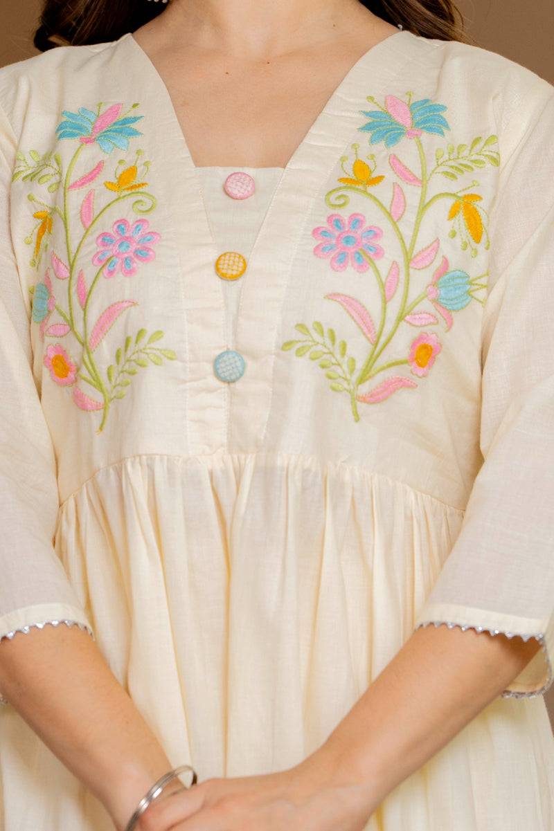 Floral Embroidered Anarkali Kurta Set with Dupatta