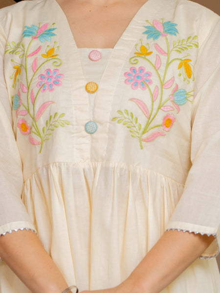 Floral Embroidered Anarkali Kurta Set with Dupatta