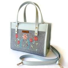 Women's Embroidered Tote Handbag with Detachable Shoulder Strap