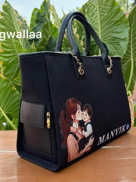 Personalized Tote Bag with Mother and Child Print