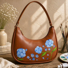 Brown Floral Printed Hobo Shoulder Bag