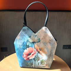 Floral Printed Structured Tote Bag