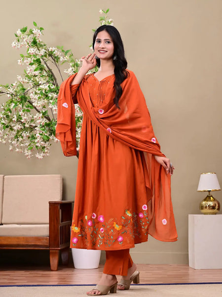 Sunset bloom cotton kurta set
